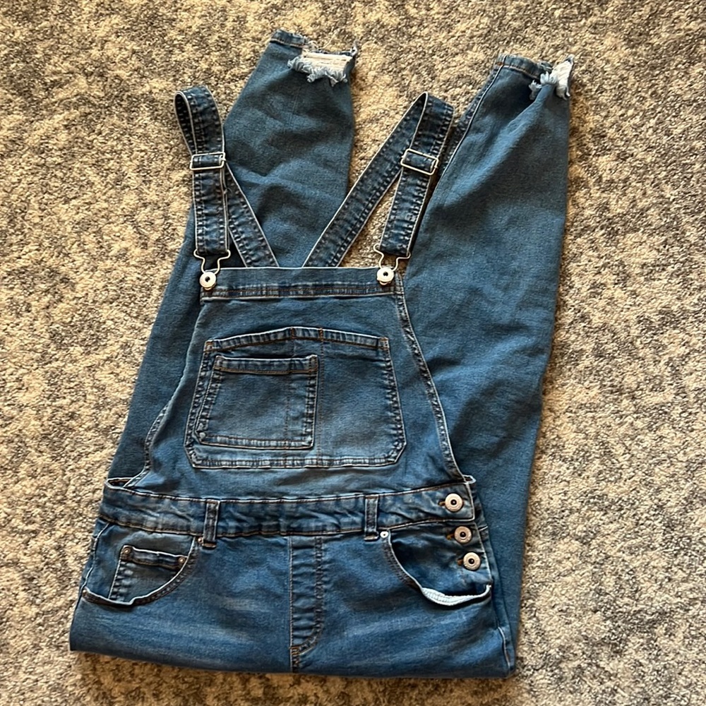 Highway Jeans Distressed Bib Overalls